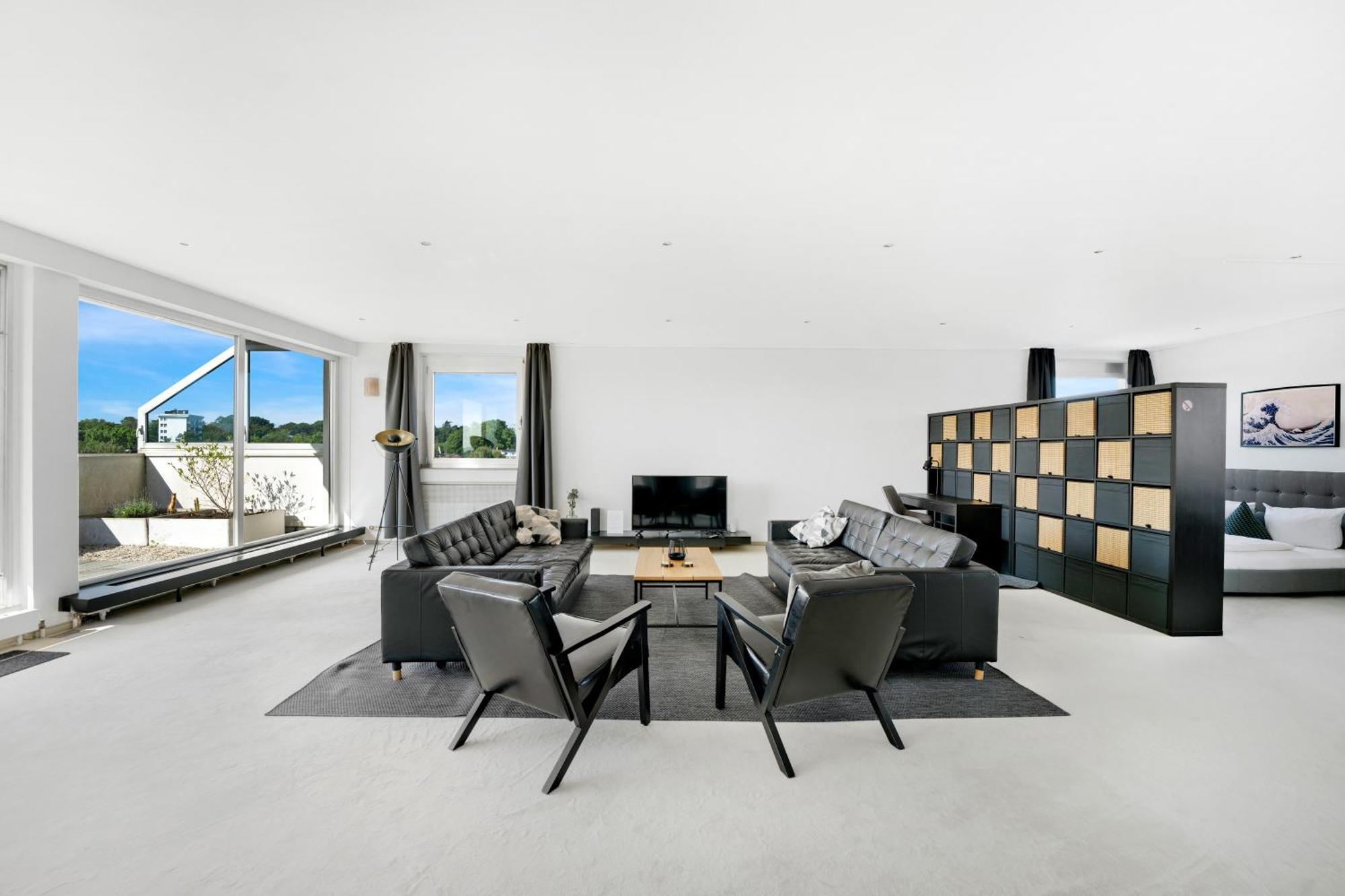 Exklusives Penthouse Japandi 232Qm, Whirlpool , 25Min Bis Duesseldorf Messe Apartamento Mönchengladbach Exterior foto